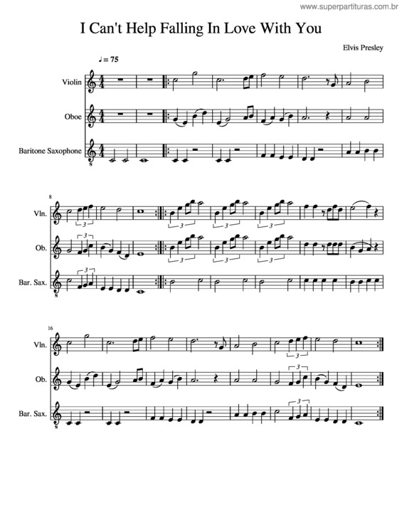 Partitura da música I Can`T Help Falling In Love With You v.4