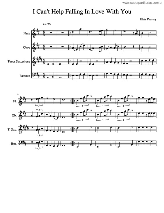 Partitura da música I Can`T Help Falling In Love With You v.6