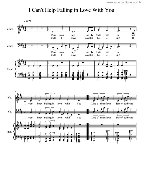 Partitura da música I Can`T Help Falling In Love With You