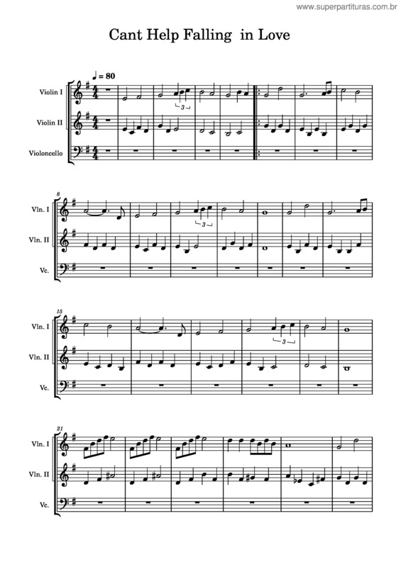 Partitura da música I Cant Help Falling In Love – Leatherface Cant Help Falling In Love