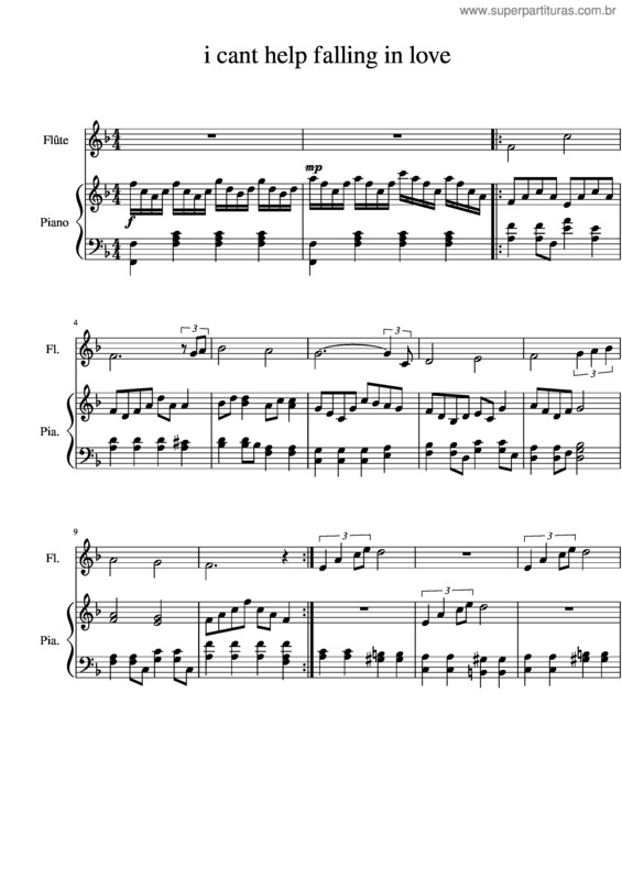 Partitura da música I Cant Help Falling In Love Duo