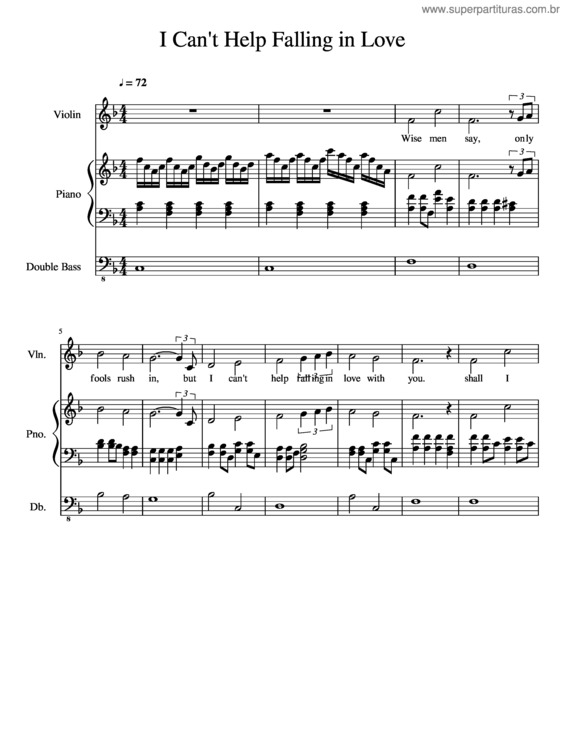 Partitura da música I Cant Help Falling In Love v.2