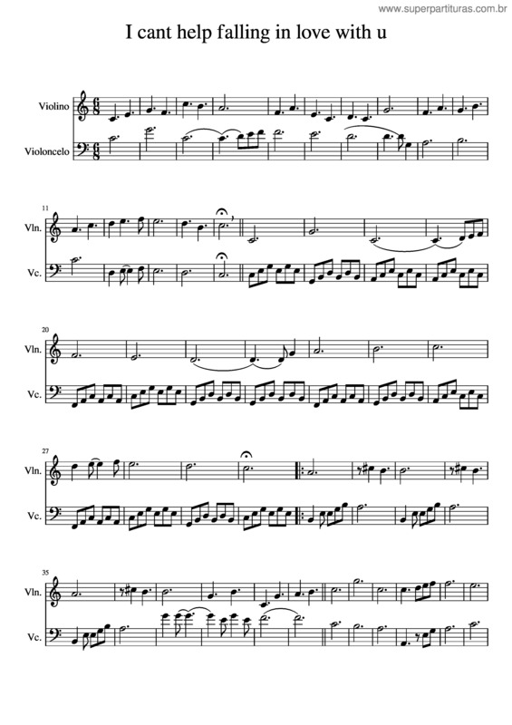 Partitura da música I Cant Help Falling In Love With U