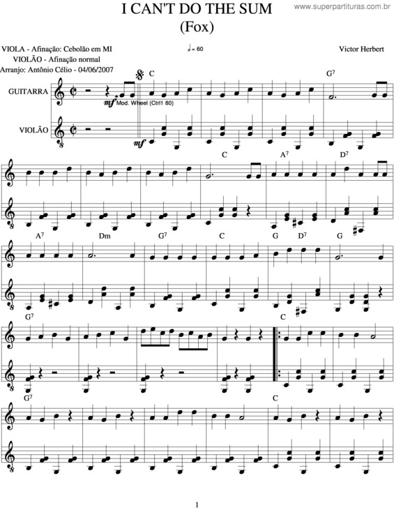 Partitura da música I Cant`T Do The Sum