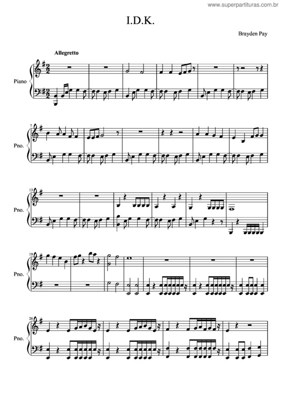 Partitura da música I.D.K.