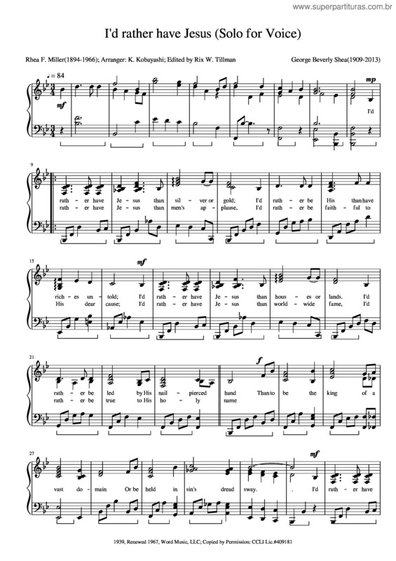 Partitura da música I`D Rather Have Jesus v.3