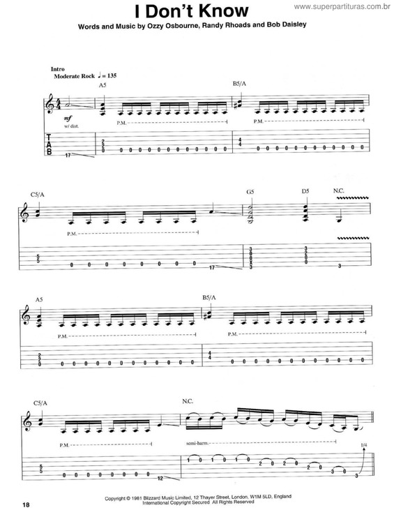 Partitura da música I don`t know v.2