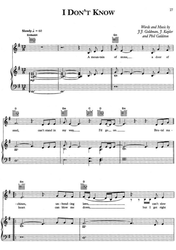 Partitura da música I Don`t Know