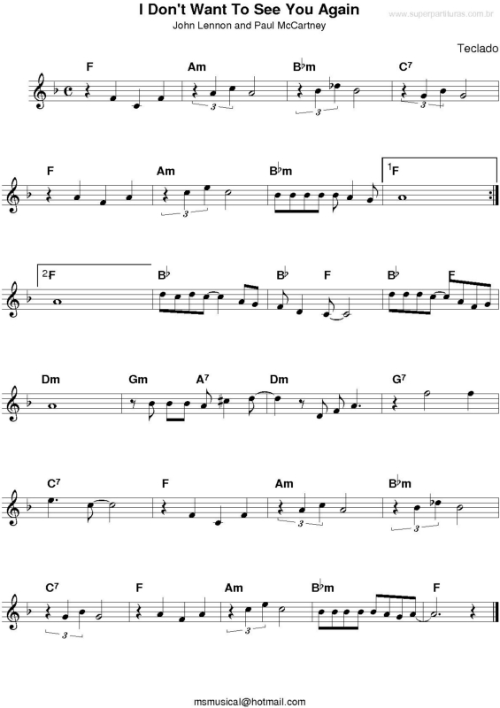 Partitura da música I Don`t Want To See You Again v.2