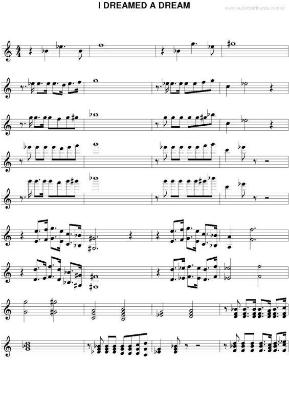 Partitura da música I Dreamed a Dream v.2