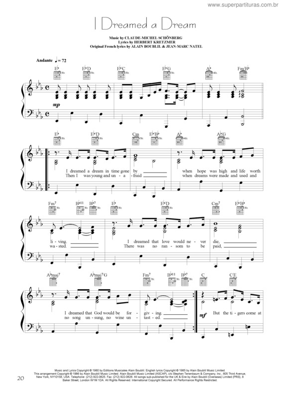 Partitura da música I Dreamed A Dream v.5