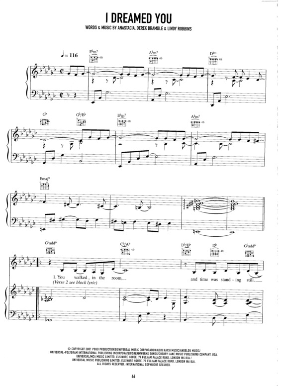 Partitura da música I Dreamed You