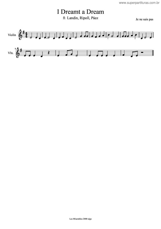 Partitura da música I Dreamt A Dream v.2