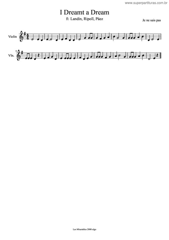 Partitura da música I Dreamt A Dream