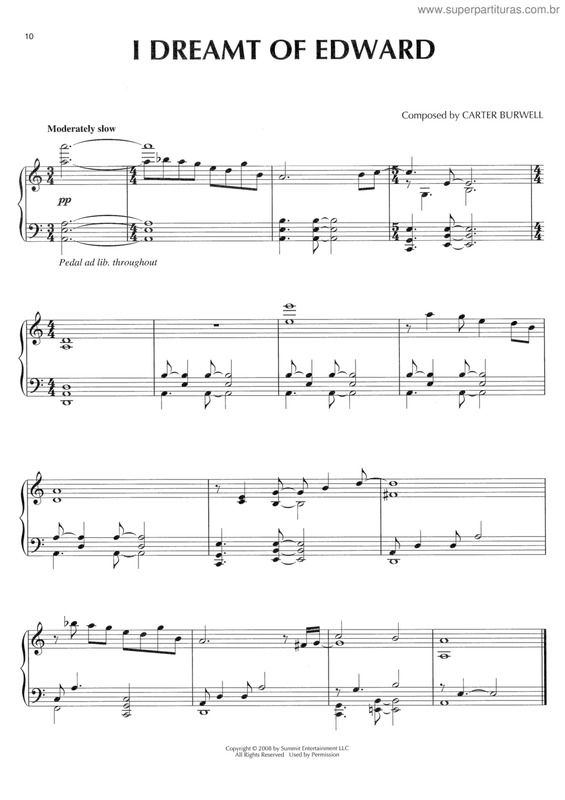 Partitura da música I dreamt of Edward