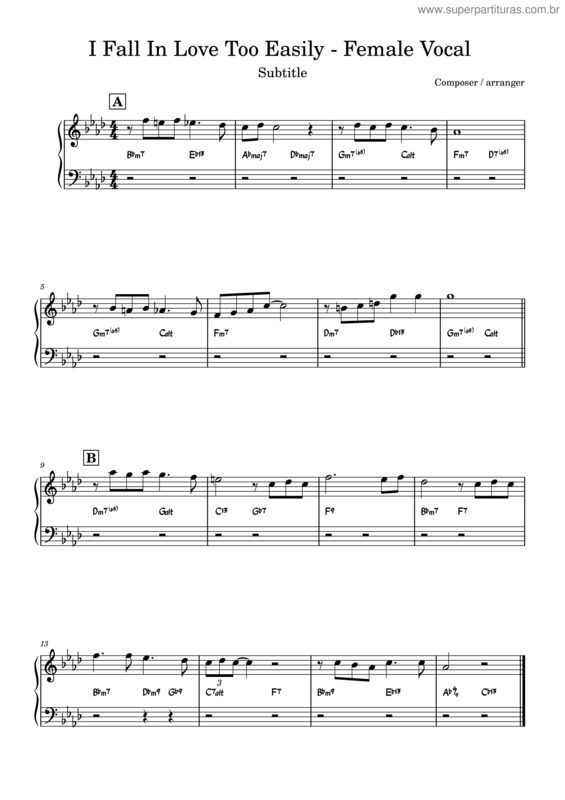Partitura da música I Fall In Love Too Easily – Chet Baker I Fall In Love Too Easily – Real Book