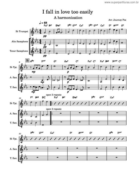 Partitura da música I Fall In Love Too Easily – Chet Baker I Fall In Love Too Easily