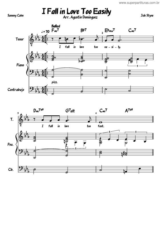Partitura da música I Fall In Love Too Easily – Trio