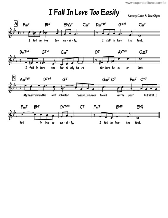 Partitura da música I Fall In Love Too Easily