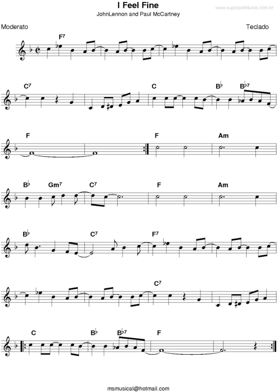 Partitura da música I Feel Fine v.2