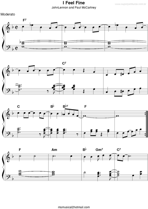 Partitura da música I Feel Fine