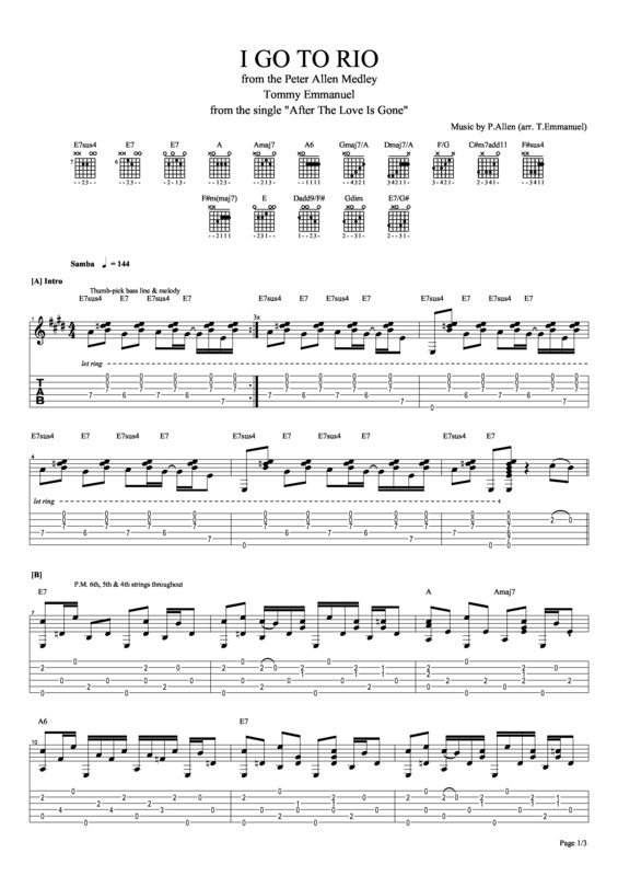 Partitura da música I Go To Rio v.2