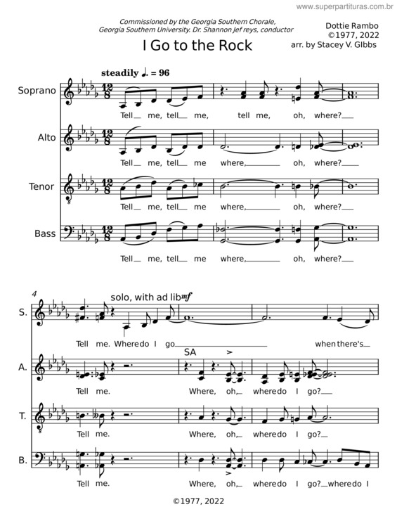 Partitura da música I Go To The Rock – Dottie Rambo