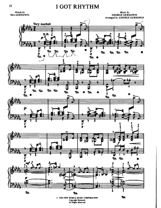 Partitura da música I Got Rhythm