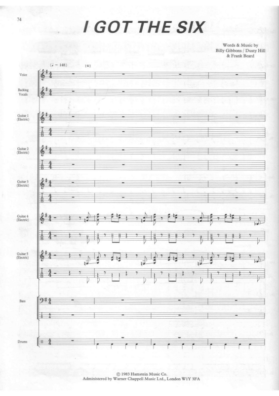 Partitura da música I Got the Six v.2