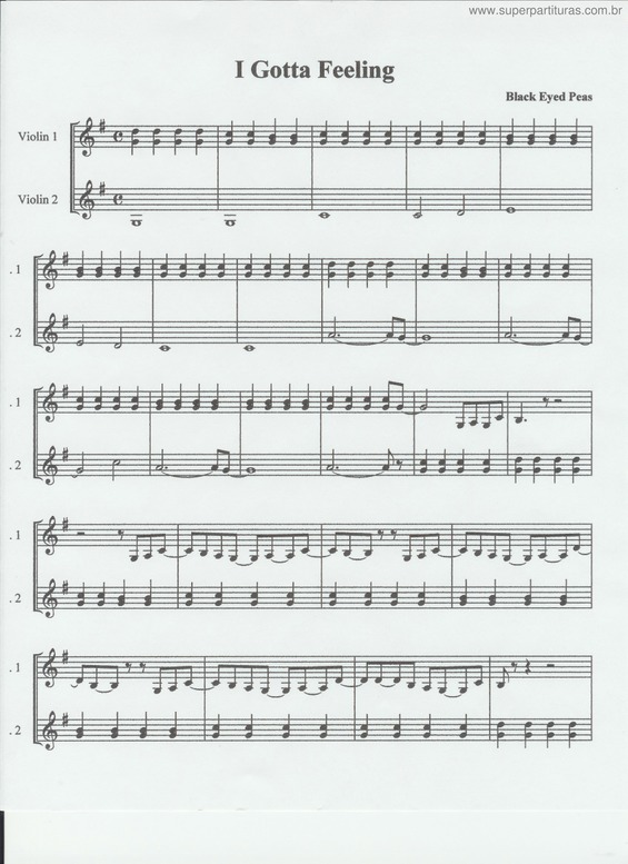 Partitura da música I Gotta Feeling v.3