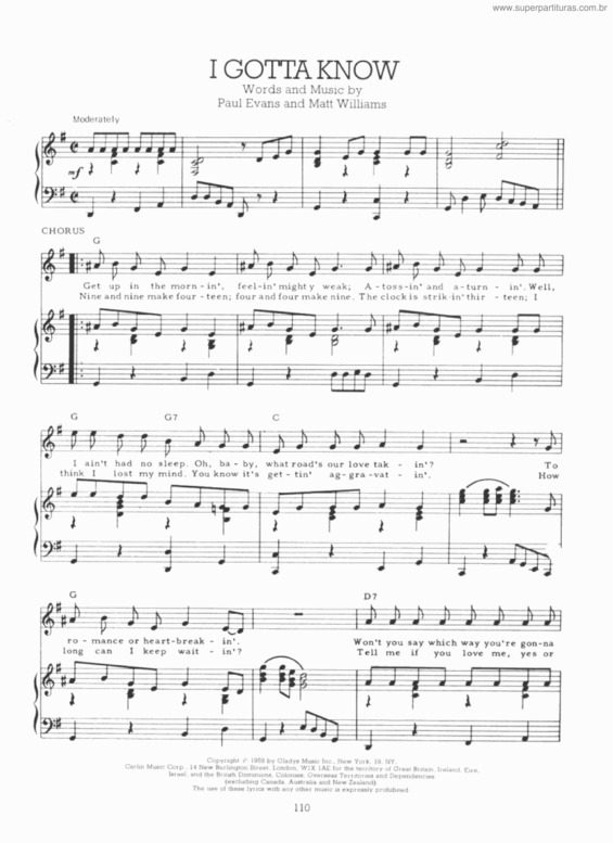 Partitura da música I Gotta Know v.4