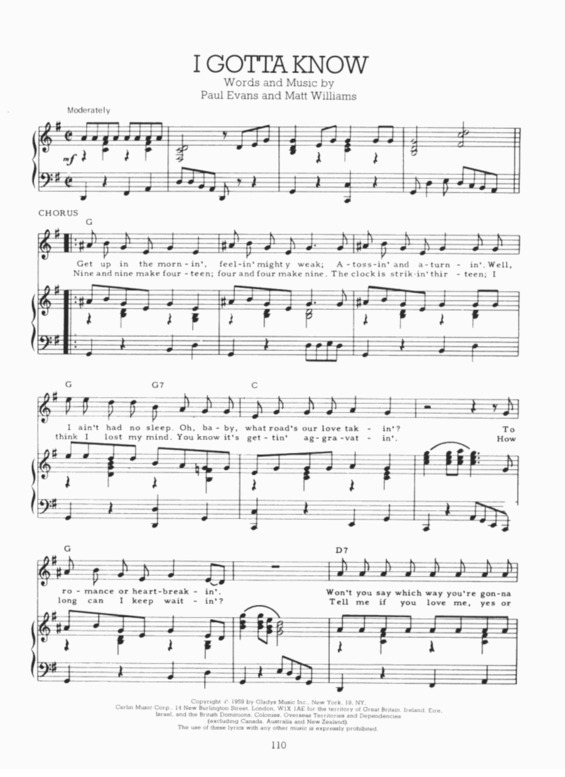 Partitura da música I Gotta Know v.5