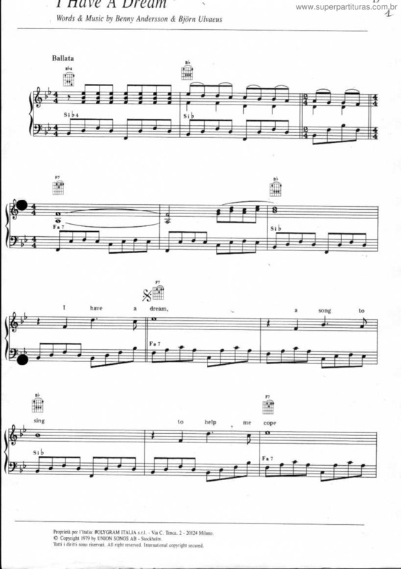 Partitura da música I Have A Dream v.3