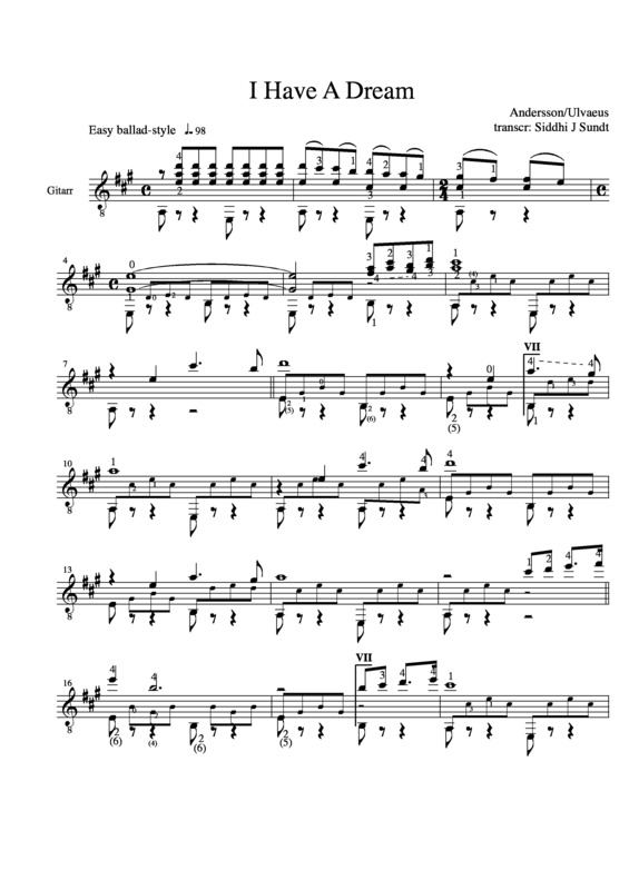 Partitura da música I Have A Dream v.6