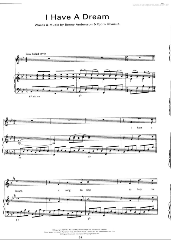 Partitura da música I Have a Dream