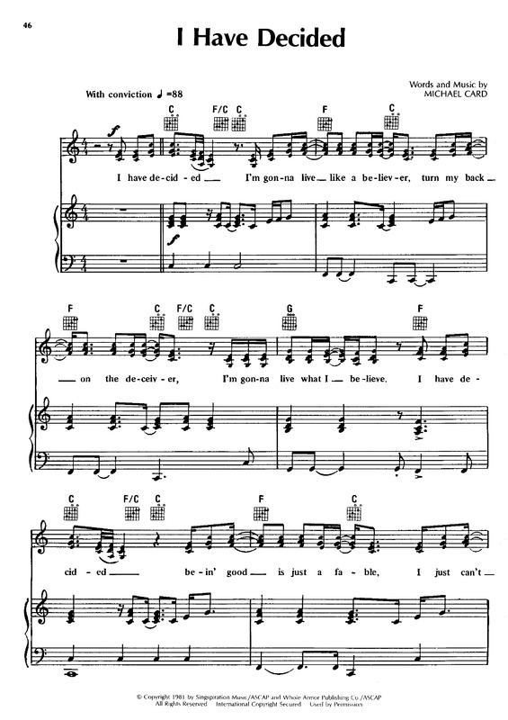 Partitura da música I Have Decided v.2