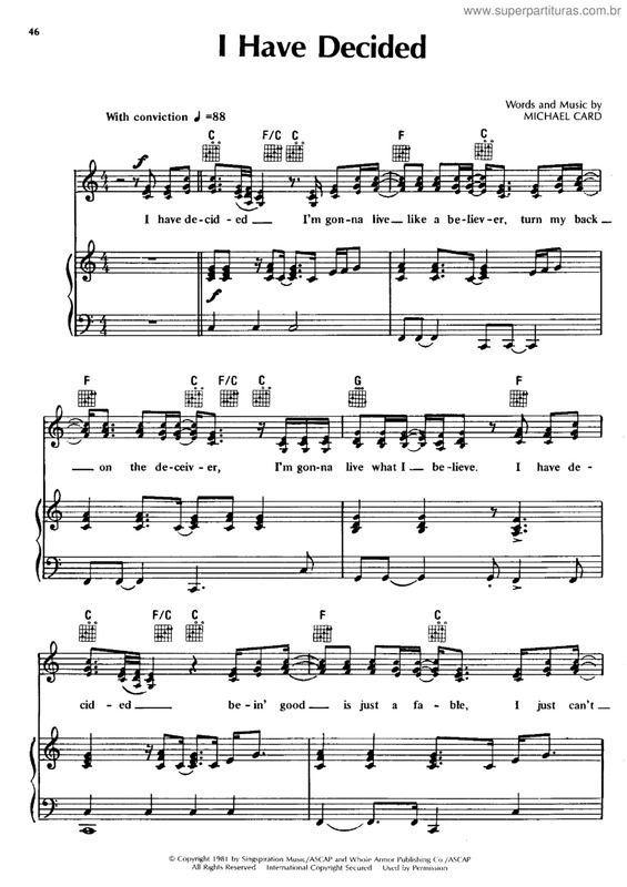 Partitura da música I have decided