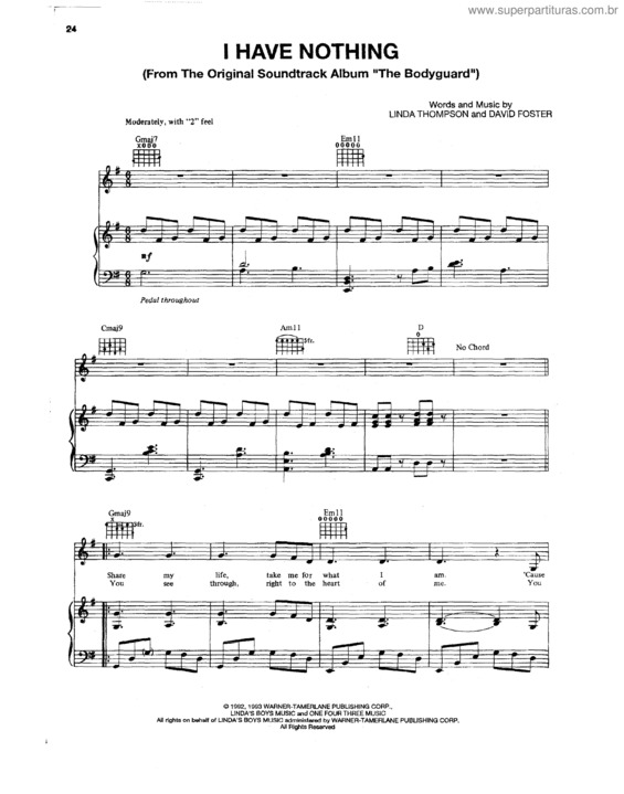 Partitura da música I Have Nothing v.6
