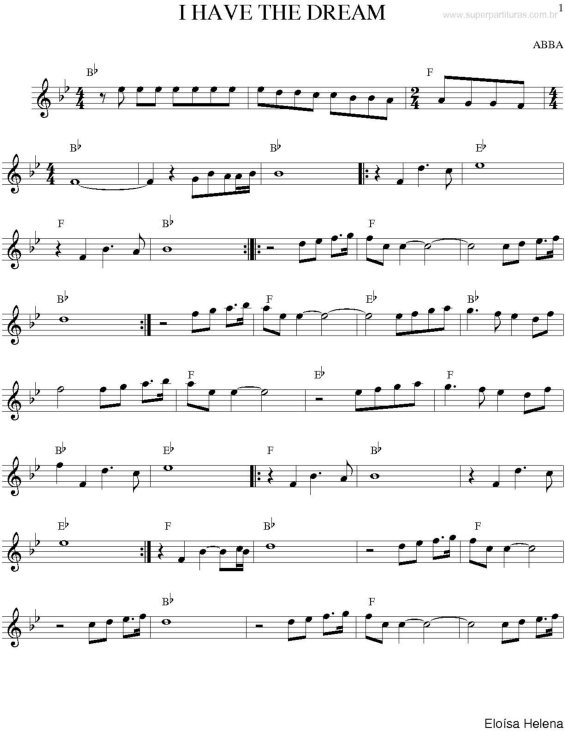 Partitura da música I Have The Dream v.2