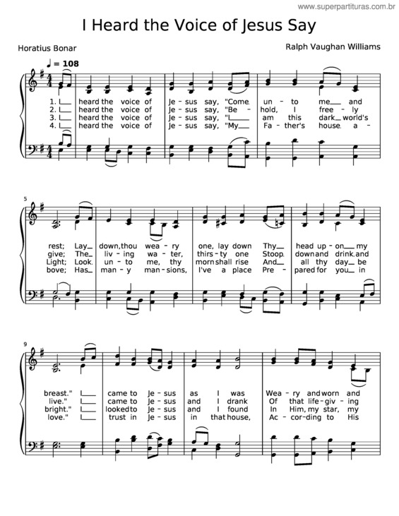 Partitura da música I Heard The Voice Of Jesus Say v.4