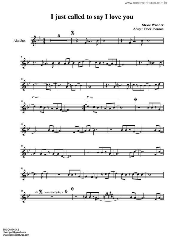 Partitura da música I Just Called To Say I Love You v.6