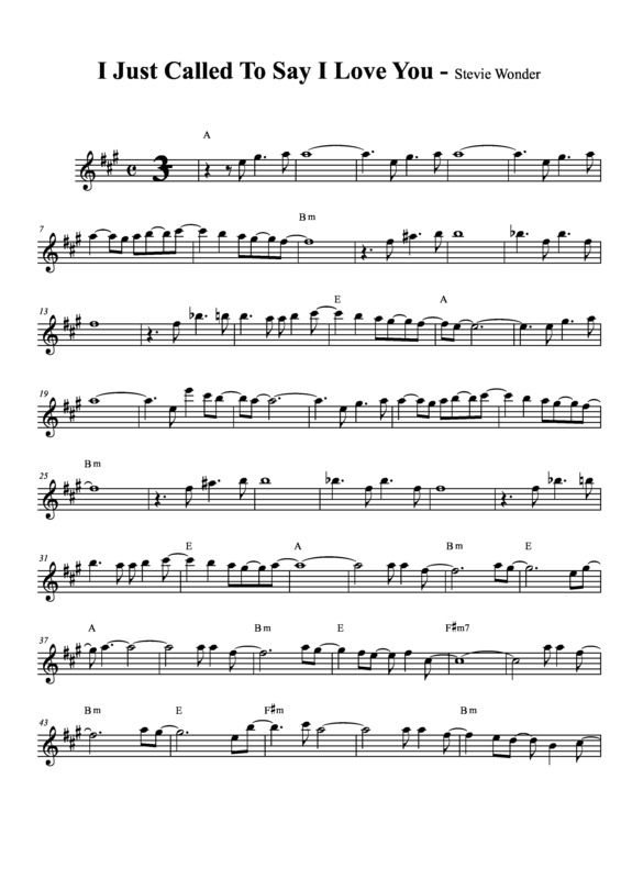 Partitura da música I Just Called To Say I love You v.7