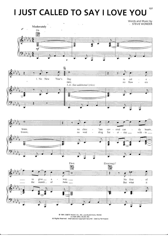 Partitura da música I Just Called To Say I Love You v.9