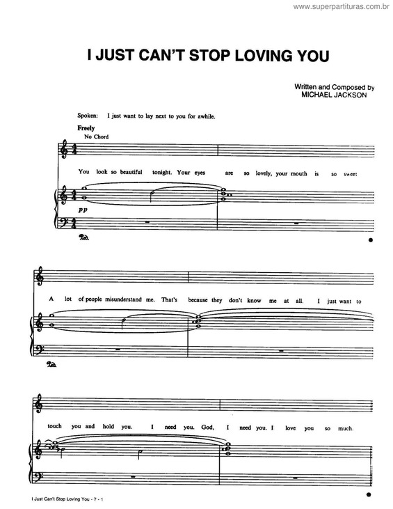 Partitura da música I Just Can`t Stop Loving You