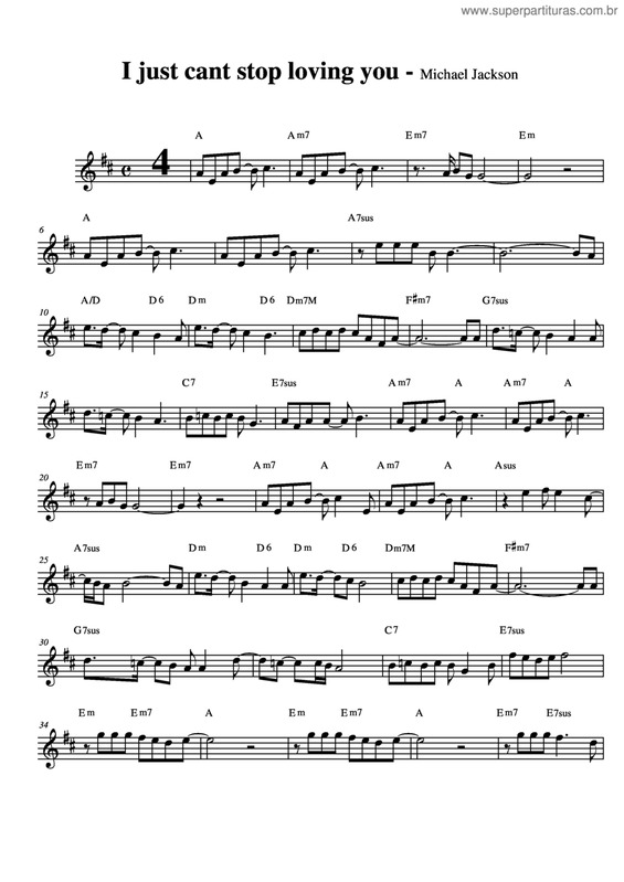 Partitura da música I Just Cant Stop Loving You v.2