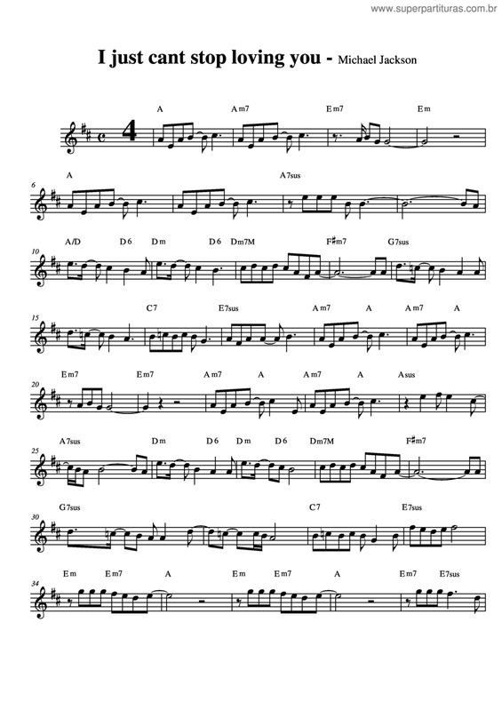 Partitura da música I Just Cant Stop Loving You v.3