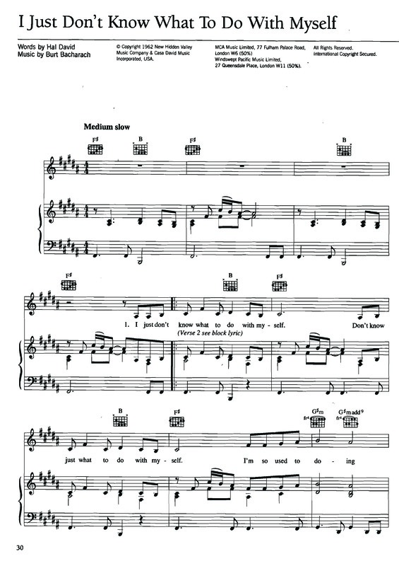 Partitura da música I Just Don´t Know What To Do With Myself