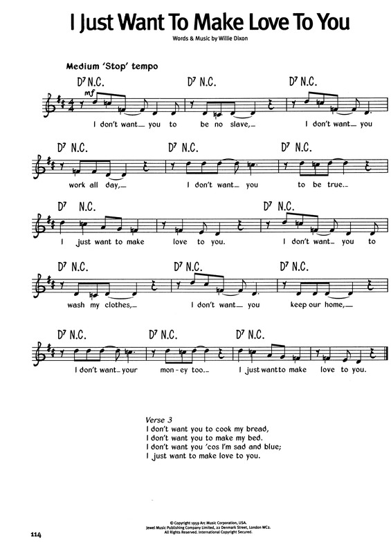 Partitura da música I Just Want To Make Love To You