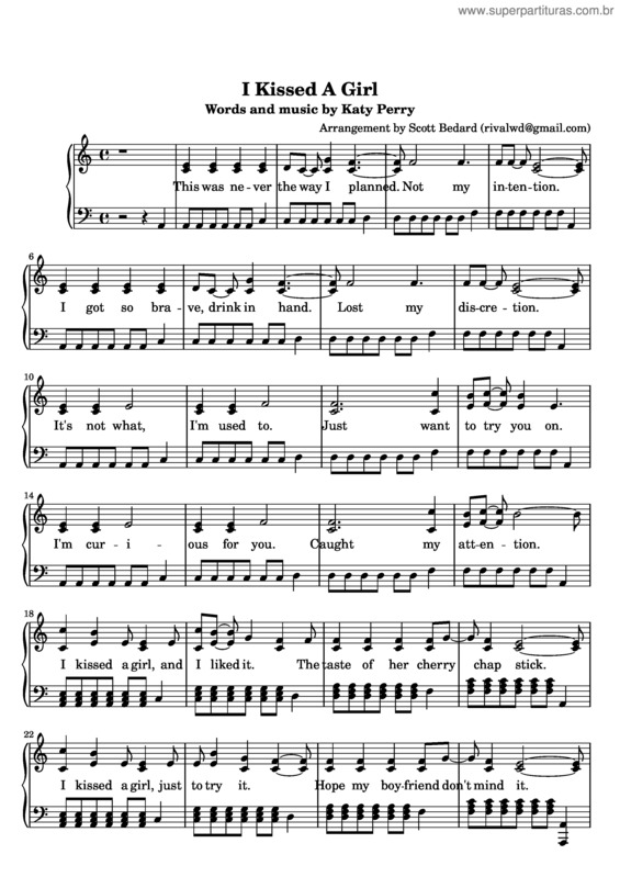 Partitura da música I Kissed A Girl v.3