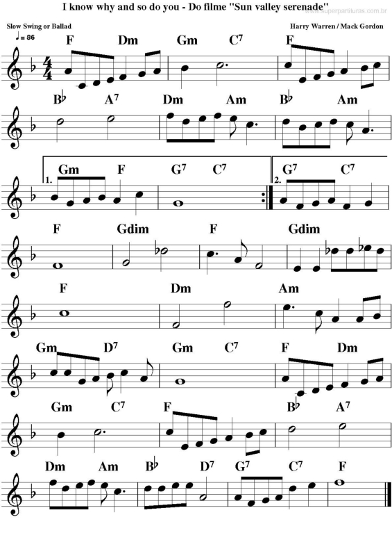 Partitura da música I Know Why And So Do You (Sun Valley Serenade)